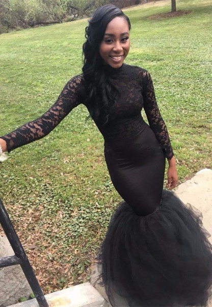 Black Long-Sleeve Mermaid Prom Dress |Lace Evening Gowns BA8542-newarrivaldress