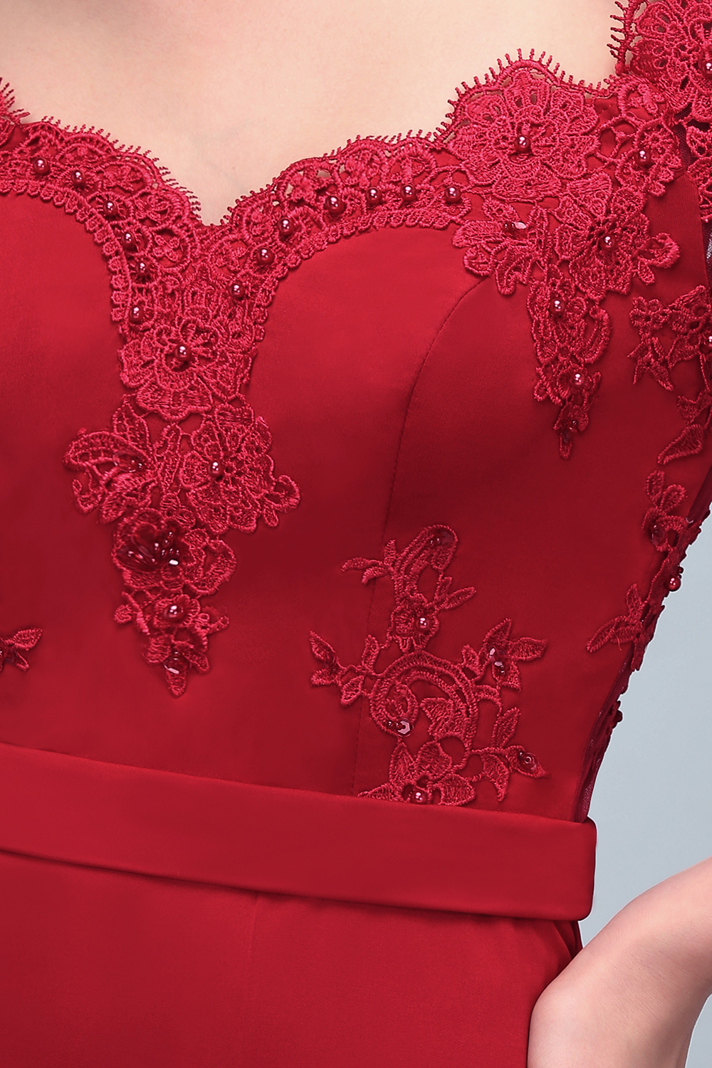 JOYCE | Mermaid Floor Length V-neck Off-shoulder Long Sleeves Appliqued Prom Dresses-newarrivaldress