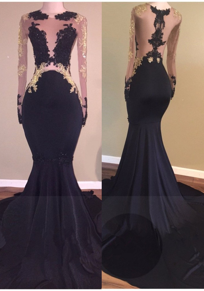 Long Sleeve Black Lace Evening Gowns Long | Mermaid Prom Dresses BA5324-newarrivaldress