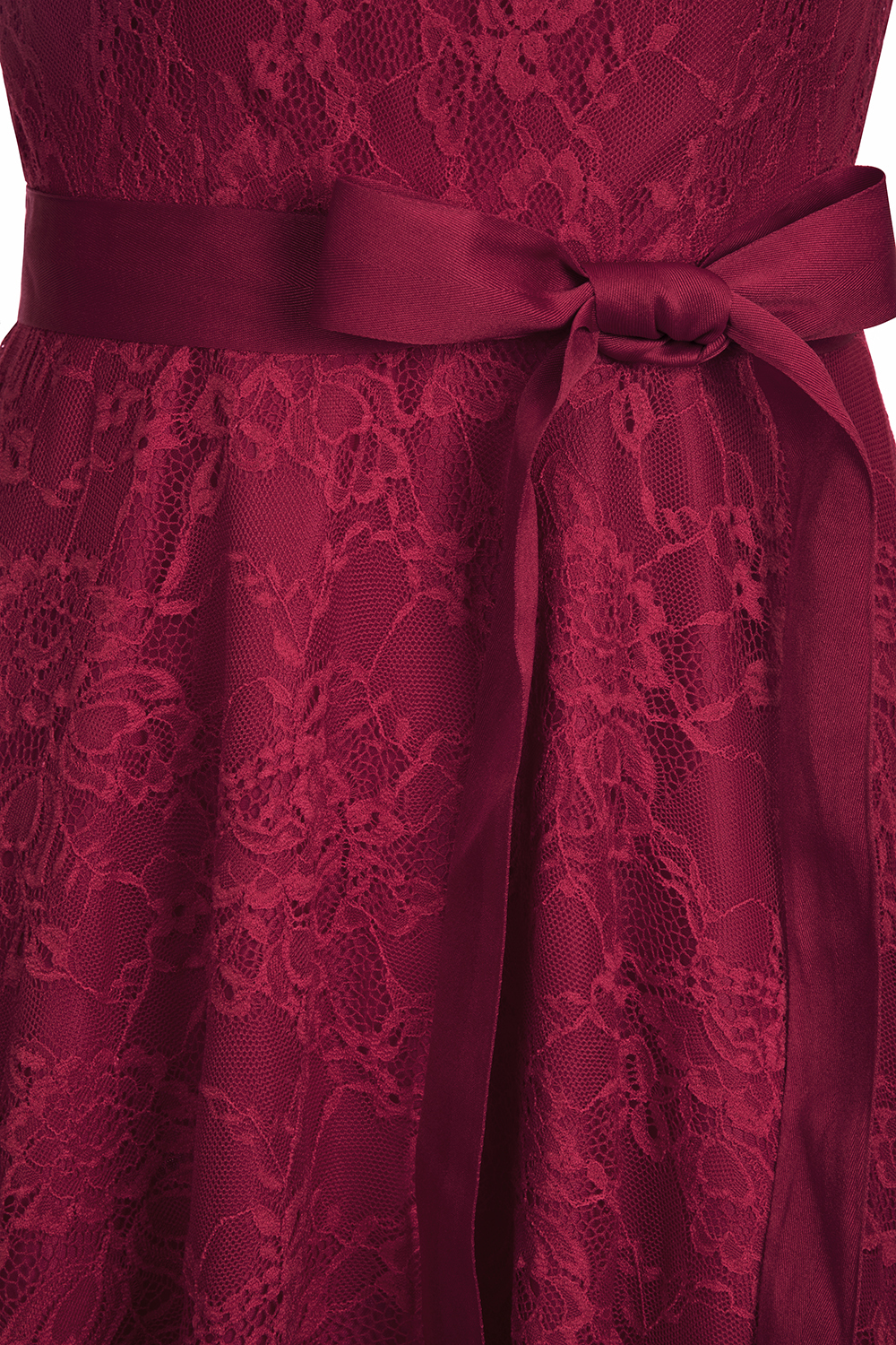 A-line Sleeveless Burgundy Lace Dresses with Bow-newarrivaldress