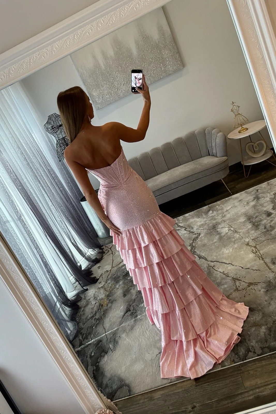 [Copy]White Sweetheart Beaded Floor-Length Mermaid Prom Dress with High Split