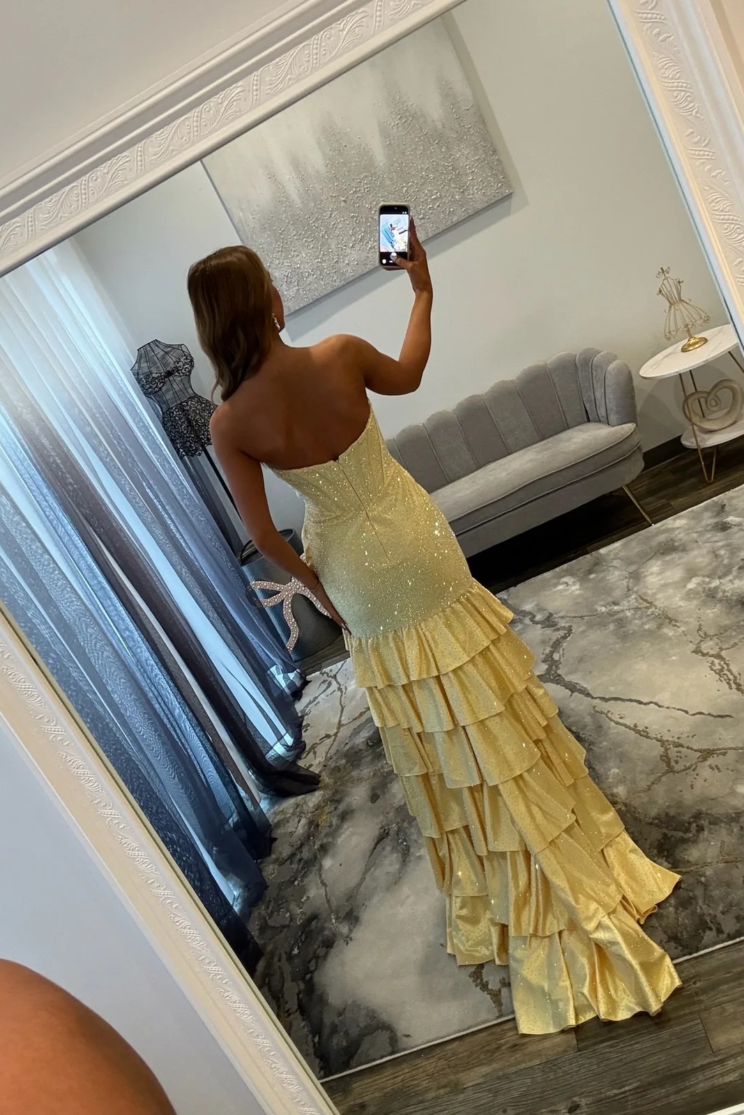 [Copy]White Sweetheart Beaded Floor-Length Mermaid Prom Dress with High Split
