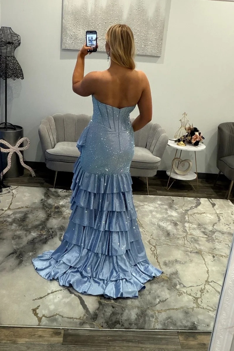 [Copy]White Sweetheart Beaded Floor-Length Mermaid Prom Dress with High Split