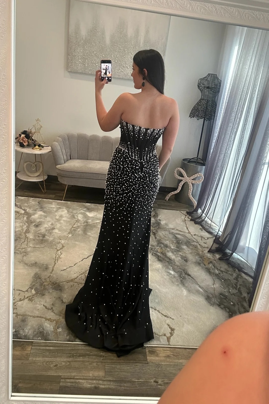 [Copy]Mint Spaghetti Straps Satin Long Mermaid Prom Dress with Bow