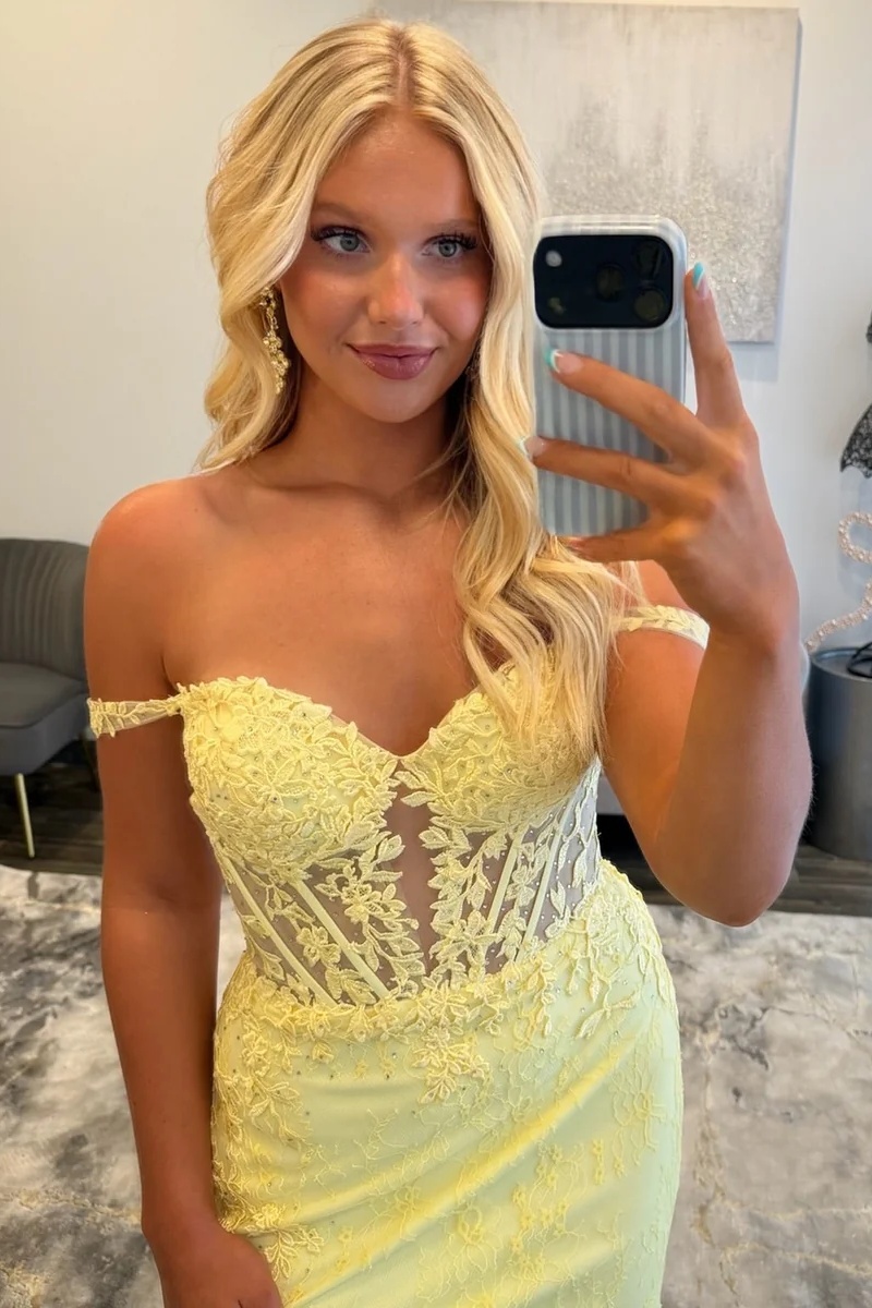 Burgundy Off-the-Shoulder Lace Corset Long Mermaid Prom Dress with Split