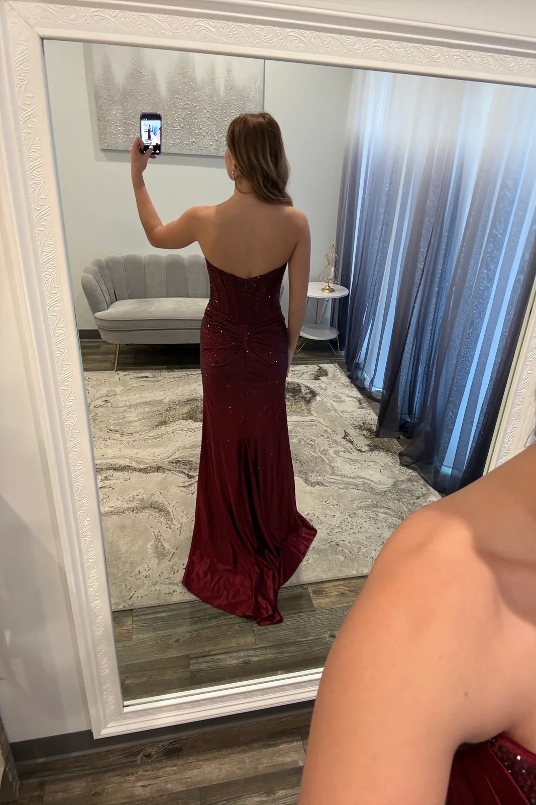 Silver Sweetheart Beaded Corset Long Mermaid Prom Dress High Split Evening Dress