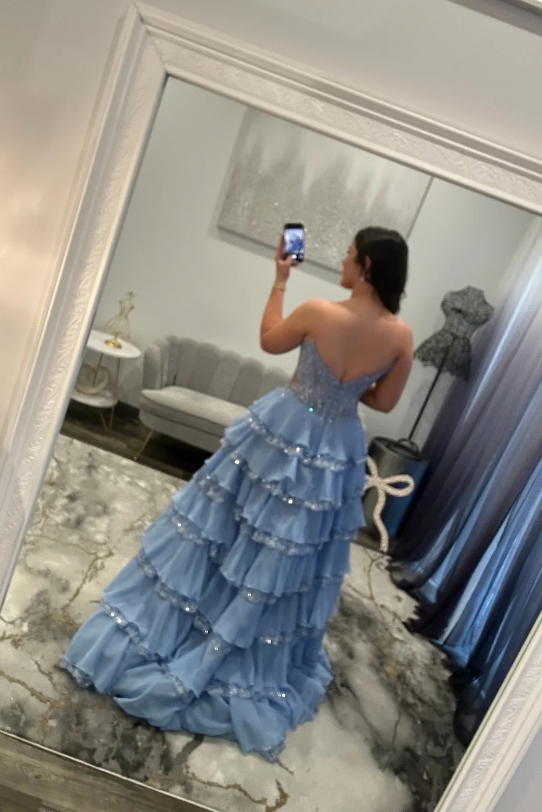 Yellow Sweetheart Chiffon Ruffles Lace Appliques A-Line Prom Dress