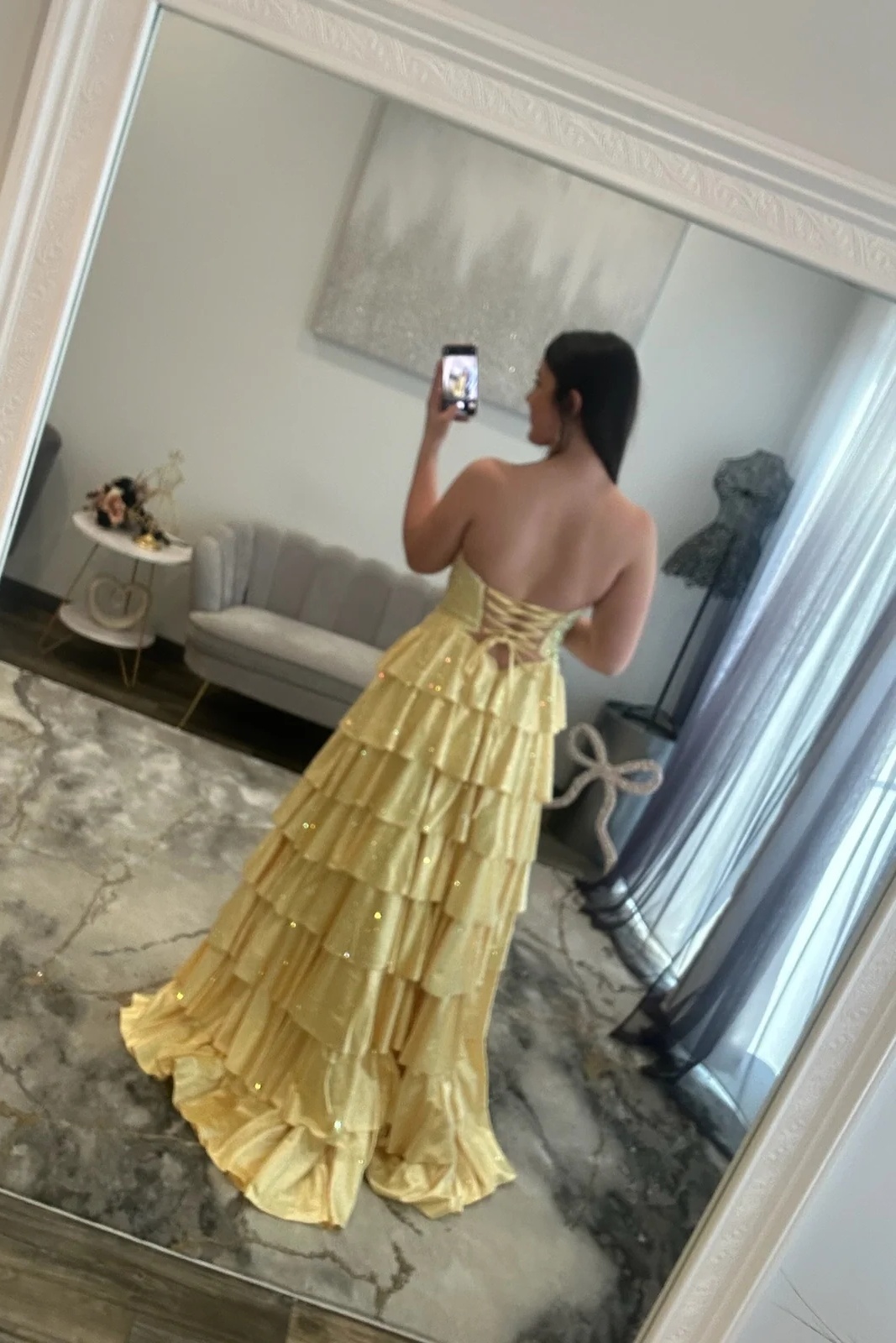 Sweetheart Beading Satin Ruffles Floor-Length High Split A-Line Prom Dress