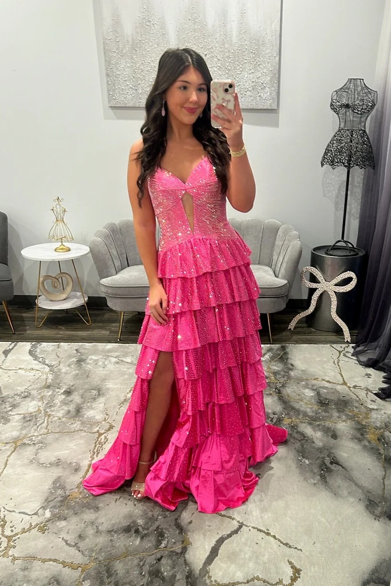 Sweetheart Beading Satin Ruffles Floor-Length High Split A-Line Prom Dress