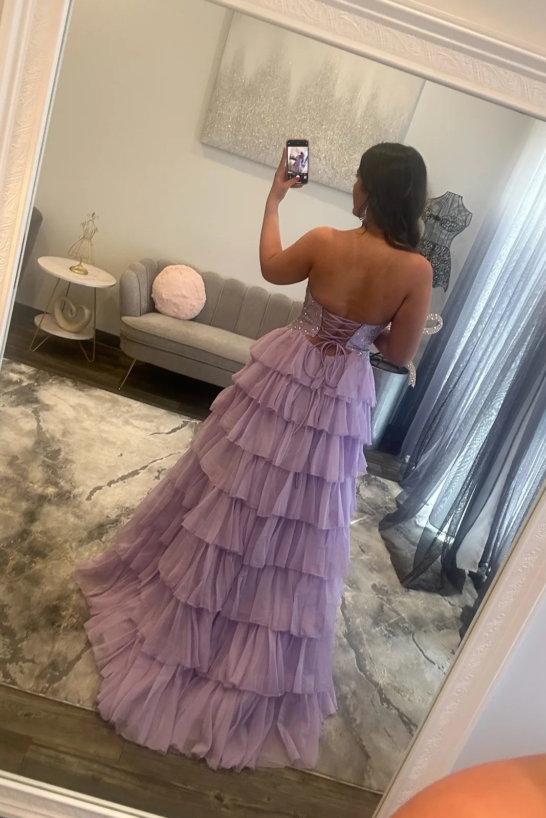 Sweetheart Beading Satin Cutout Ruffles High Split Long A-Line Prom Dress