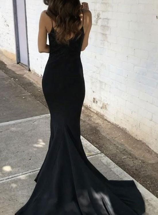 Sexy Black V-NeckProm Dress Mermaid Long With Spagetti Strap-newarrivaldress