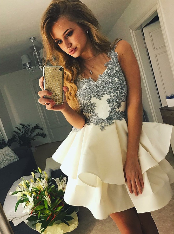 Elegant Appliques Homecoming Dresses Classic Sexy Sleeveless Cocktail Dresses-newarrivaldress