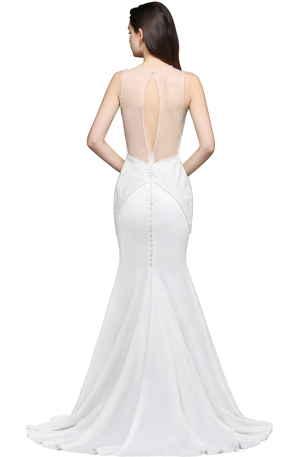 AVERY | Mermaid Scoop Chiffon White Evening Dress With Beadings-newarrivaldress