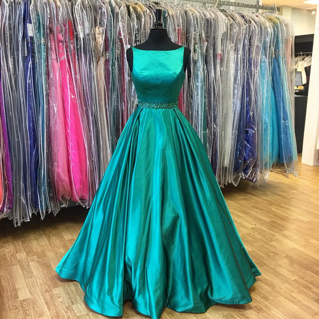 Stunning Green Evening Gowns | Sleeveless Custom Made A-line Beads Prom Dresses-newarrivaldress