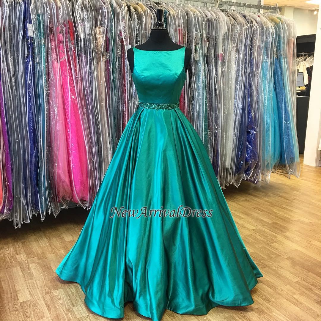 Stunning Green Evening Gowns | Sleeveless Custom Made A-line Beads Prom Dresses-newarrivaldress