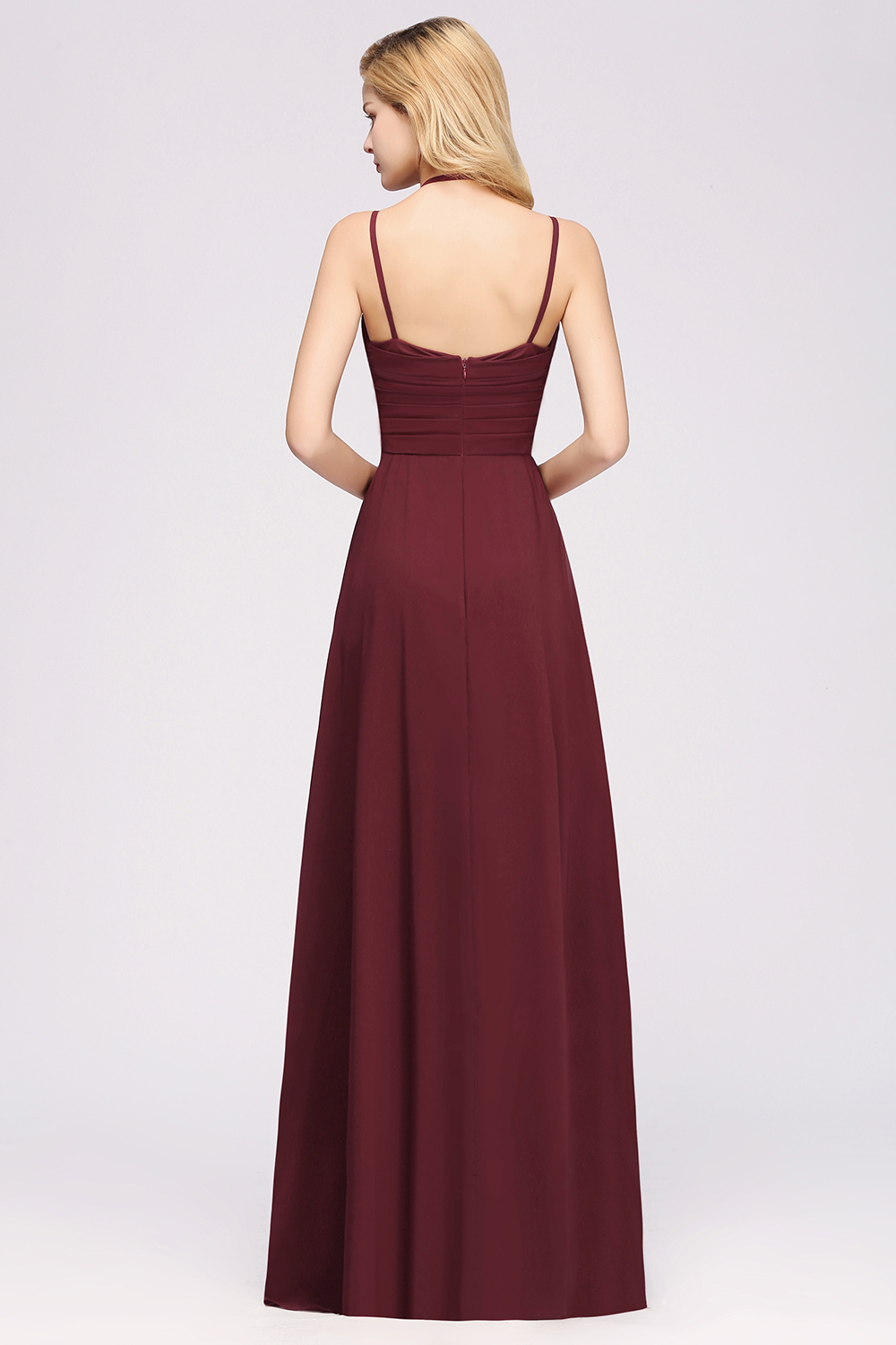 A-line Chiffon Spaghetti Straps Sleeveless Ruffles Floor-Length Bridesmaid Dresses-newarrivaldress