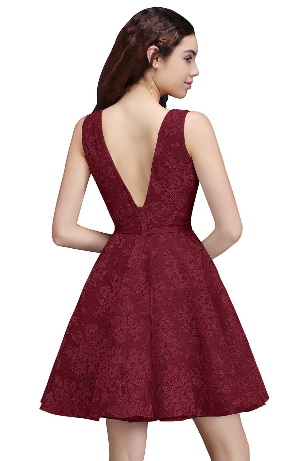 ALEAH | A Line Strtaps Lace Cocktail Homecoming Dresses With Sash-newarrivaldress