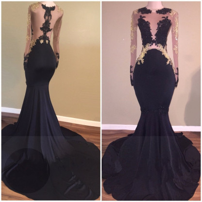 Long Sleeve Black Lace Evening Gowns Long | Mermaid Prom Dresses BA5324-newarrivaldress