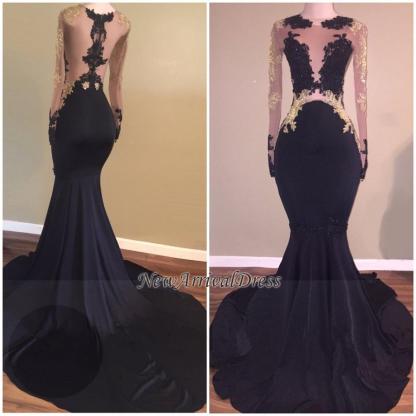 Long Sleeve Black Lace Evening Gowns Long | Mermaid Prom Dresses BA5324-newarrivaldress