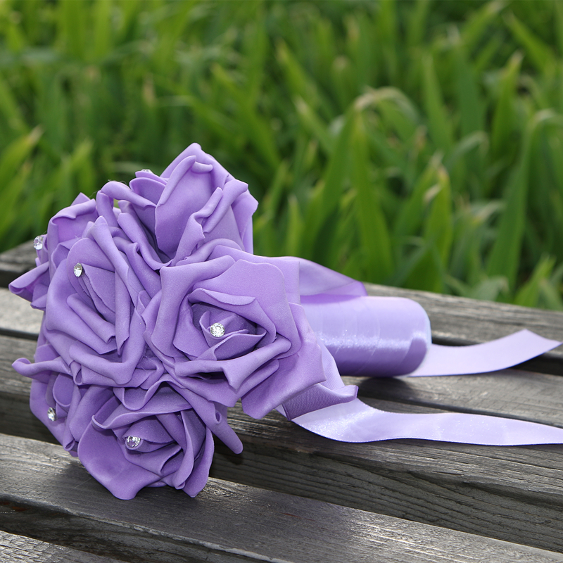 Simple Silk Rose wedding Bouquet in Multiple Colors-newarrivaldress