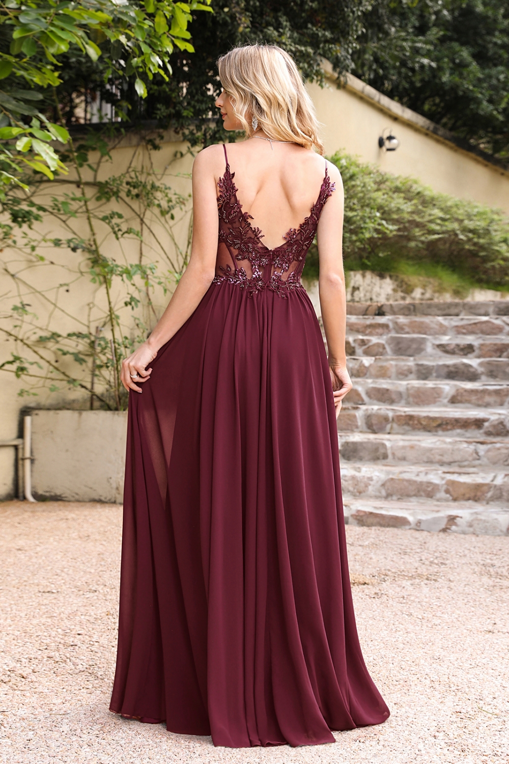 Elegant Sleeveless Navy Blue A-line Evening Dress Lace Appliques Chiffon Simple Bridesmaid Dress-newarrivaldress