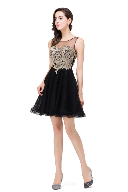 ESTRELLA | A-line Crew Short Sleeveless Appliques Prom Dress-newarrivaldress