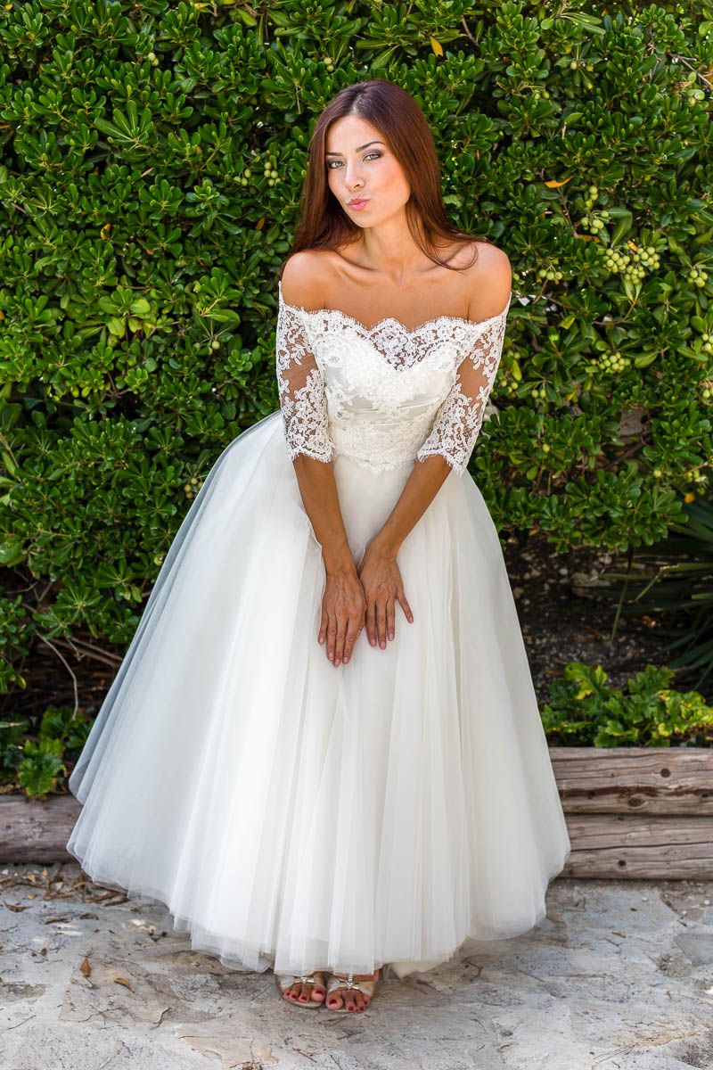 Ball Gown Simple Floor-length Half-sleeves Sexy Off The Shoulder Wedding Dresses-newarrivaldress