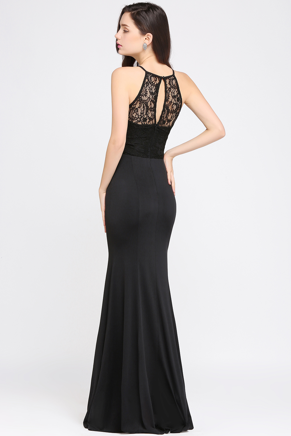 CHERISH | Mermaid Halter Floor-length Chiffon Black Prom Dress-newarrivaldress