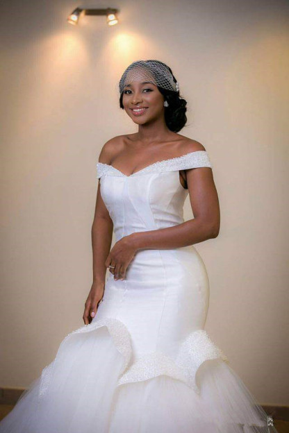 Beautiful Lace-up Sweep Train Sexy Off The Shoulder Tulle Glamorous Beads Mermaid Wedding Dresses-newarrivaldress