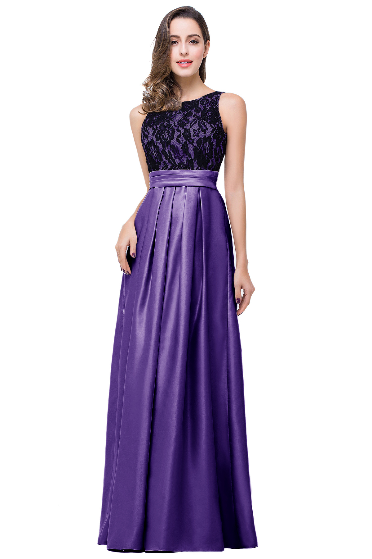 ELLIE | A-line Floor-length Crew Chiffon Lace Bridesmaid Dresses-newarrivaldress