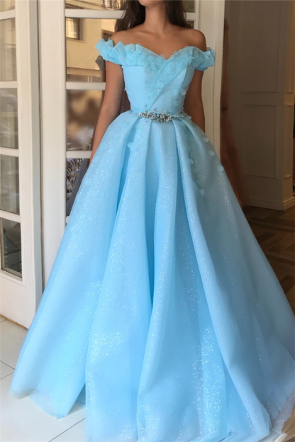Sparkle Sequins Off the Shoulder Prom Dress | Charming Sweetheart Sleeveless Beading Long Prom Dress-newarrivaldress