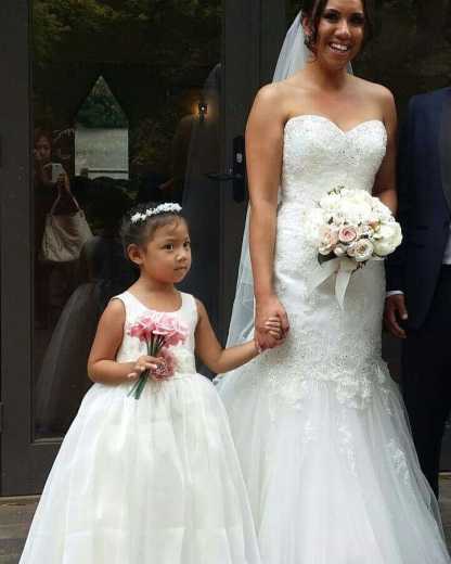 Simple Jewel Sleeveless Floor Length Lace Tulle Flower Girl Dresses-newarrivaldress