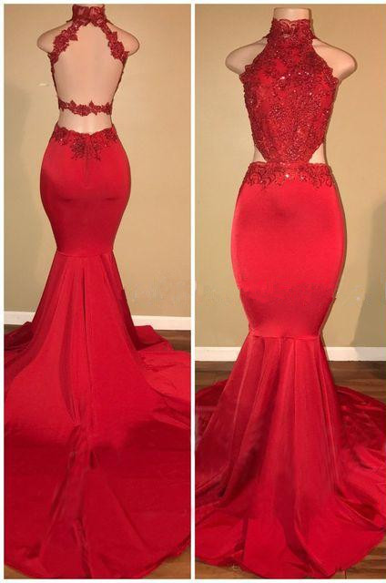 Sleeveless Open Back Mermaid Long Prom Dresses Plus Size | Lace Formal Dresses for Women-newarrivaldress