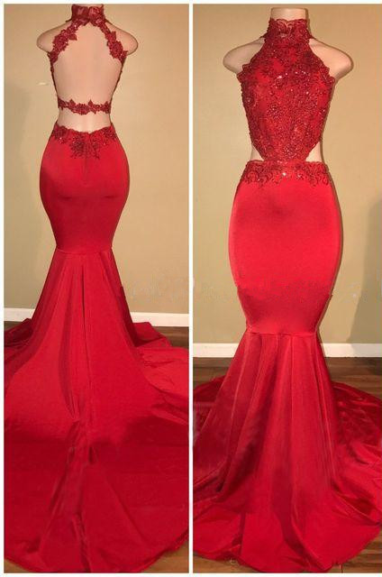 Sleeveless Open Back Mermaid Long Prom Dresses Plus Size | Lace Formal Dresses for Women-newarrivaldress