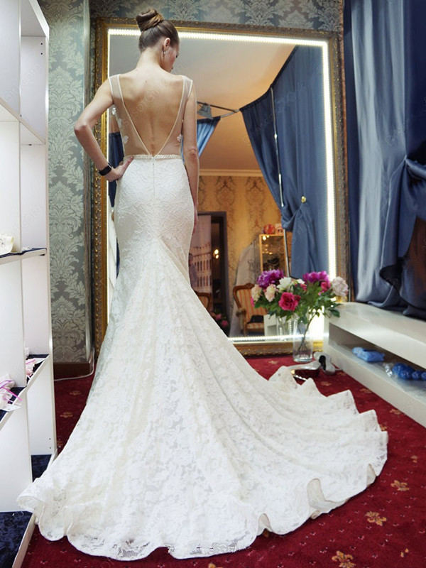 Gorgeous Mermaid Backless New Arrival Sleeveless Wedding Dress-newarrivaldress