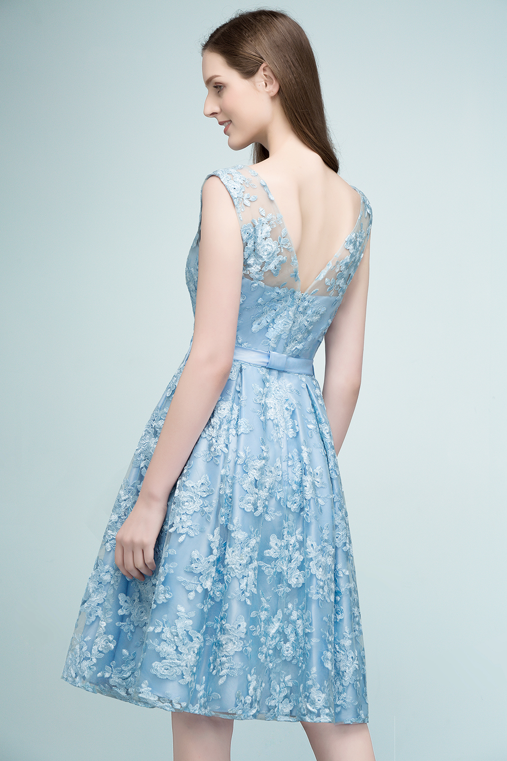 RENATA | A-line Sleeveless Knee Length Appliques Homecoming Dresses with Robbin Sash-newarrivaldress