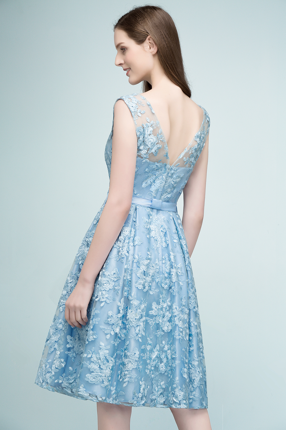 RENATA | A-line Sleeveless Knee Length Appliques Homecoming Dresses with Robbin Sash-newarrivaldress