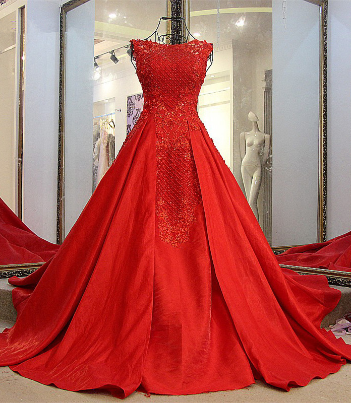 Elegant Red Bateau Sleeveless Backless Floor-Length Evening Gown With Bow-newarrivaldress