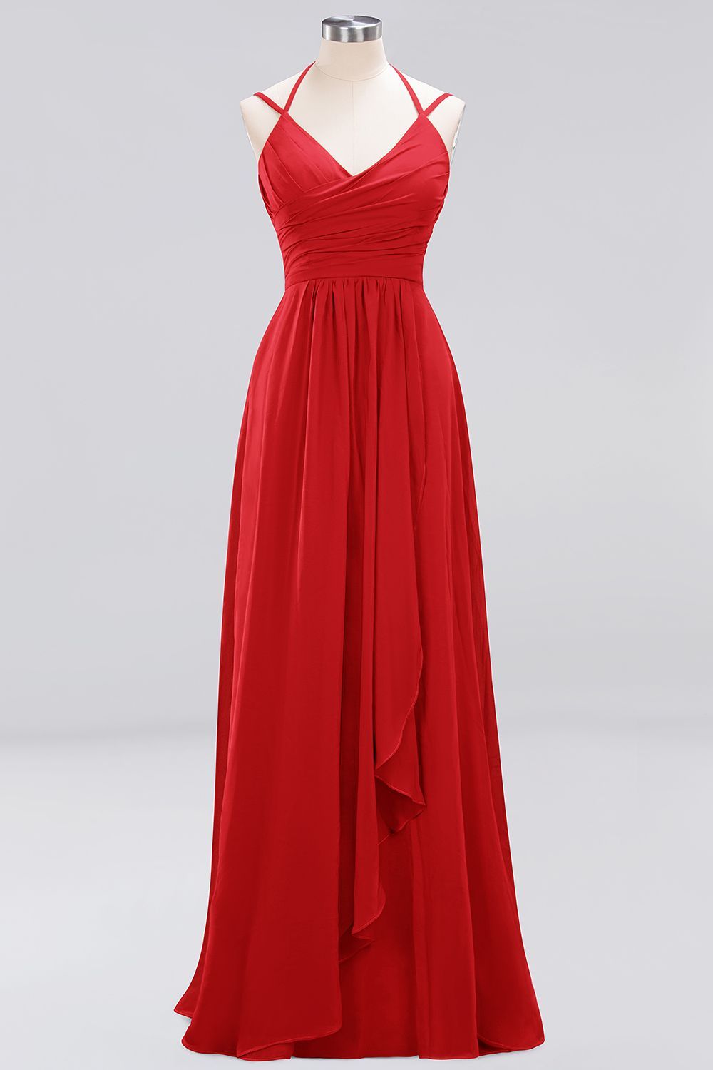 A-line Chiffon Spaghetti Straps Sleeveless Ruffles Floor-Length Bridesmaid Dresses-newarrivaldress