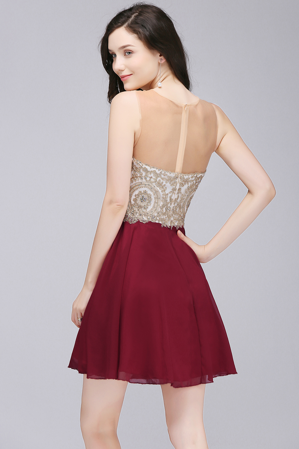 ALIANNA | Sheath Jewel Chiffon Short Homecoming Party Dresses With Applique-newarrivaldress