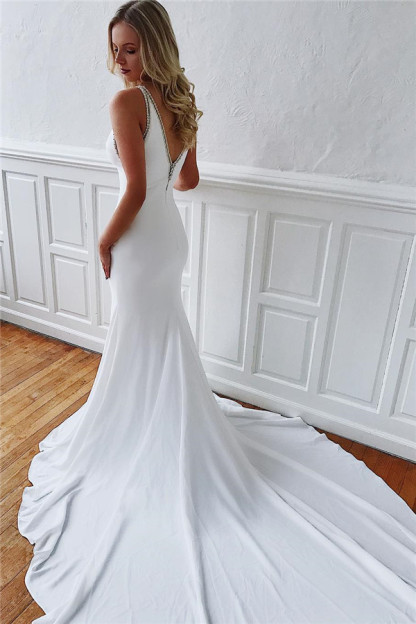Simple Close-fitting Wedding Dresses Online with Long Train-newarrivaldress