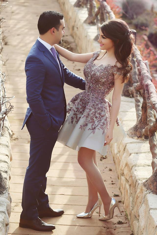 Gorgeous Off the Shoulder Lace Appliqeus Short Prom Dress-newarrivaldress