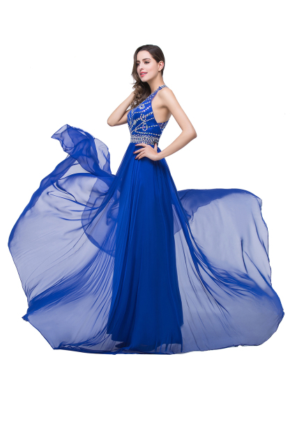 ELLA | A-line Crew Floor-length Sleeveless Tulle Prom Dresses with Crystal Beads-newarrivaldress