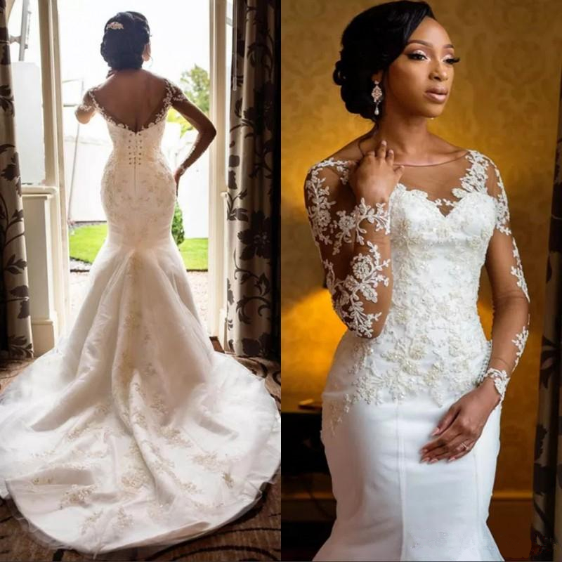 Mermaid Wedding Dresses Online | Open Back Long Sleeve Wedding Dresses-newarrivaldress