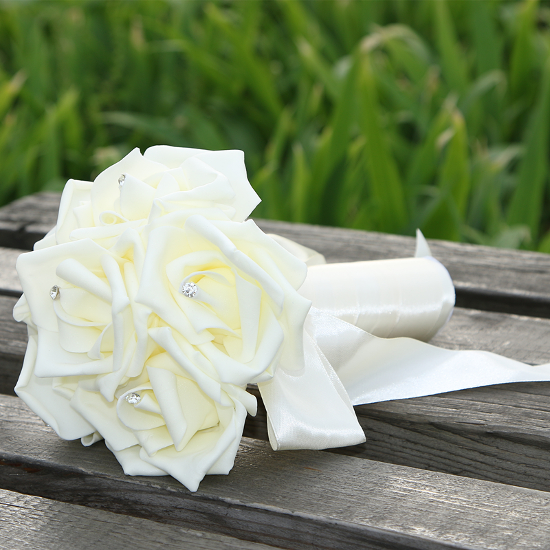 Simple Silk Rose wedding Bouquet in Multiple Colors | Newarrivaldress.com