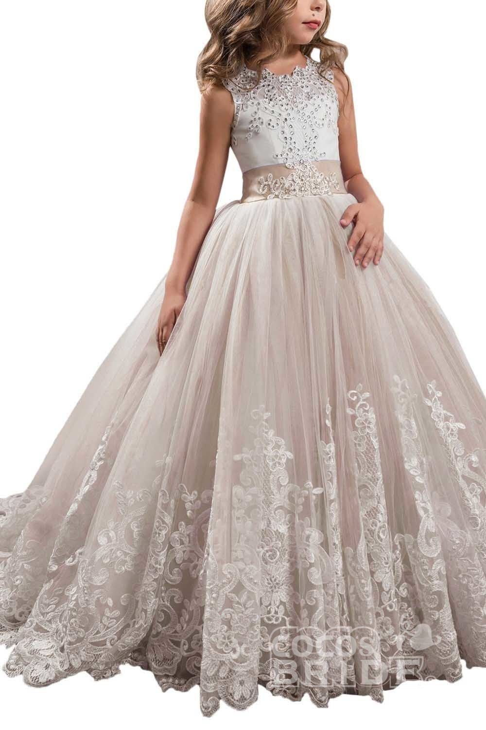 Scoop Neck Sleeveless Ball Gown Flower Girls Dress-newarrivaldress