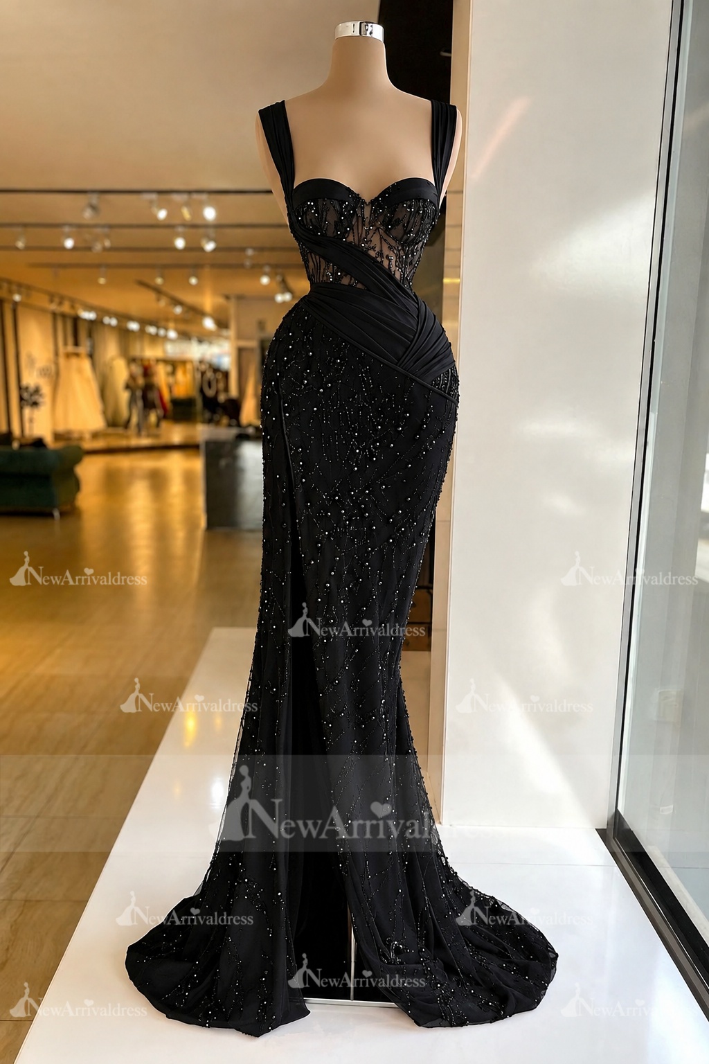 Charming Red Sweetheart Mermaid Prom Dress Beadings Strap Party Dress