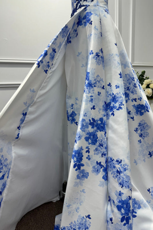 Blue Spaghetti Straps Appliques Sleeveless A-Line Prom Dress - Prom Dresses