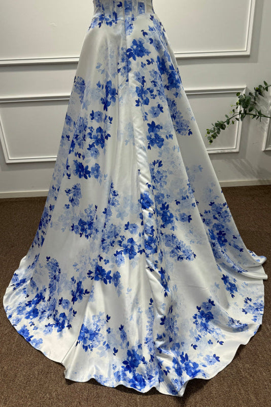 Blue Spaghetti Straps Appliques Sleeveless A-Line Prom Dress - Prom Dresses