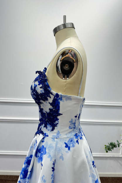 Blue Spaghetti Straps Appliques Sleeveless A-Line Prom Dress - Prom Dresses